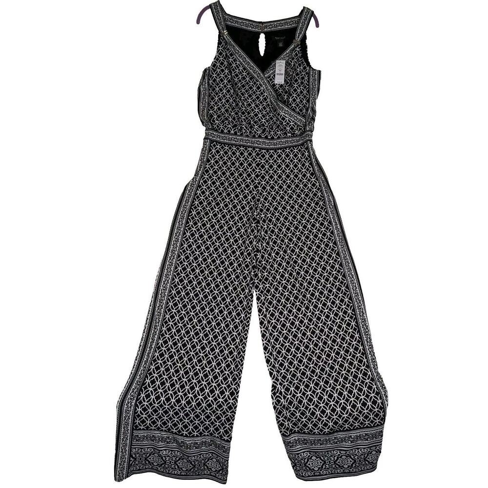 White House Black market Jumpsuit NWT Sz4 Border Print Bust W. Ins MSRP$140